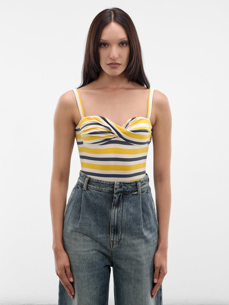 MM6 MAISON MARGIELA Striped Twisted Bust Swimsuit | H.Lorenzo - front