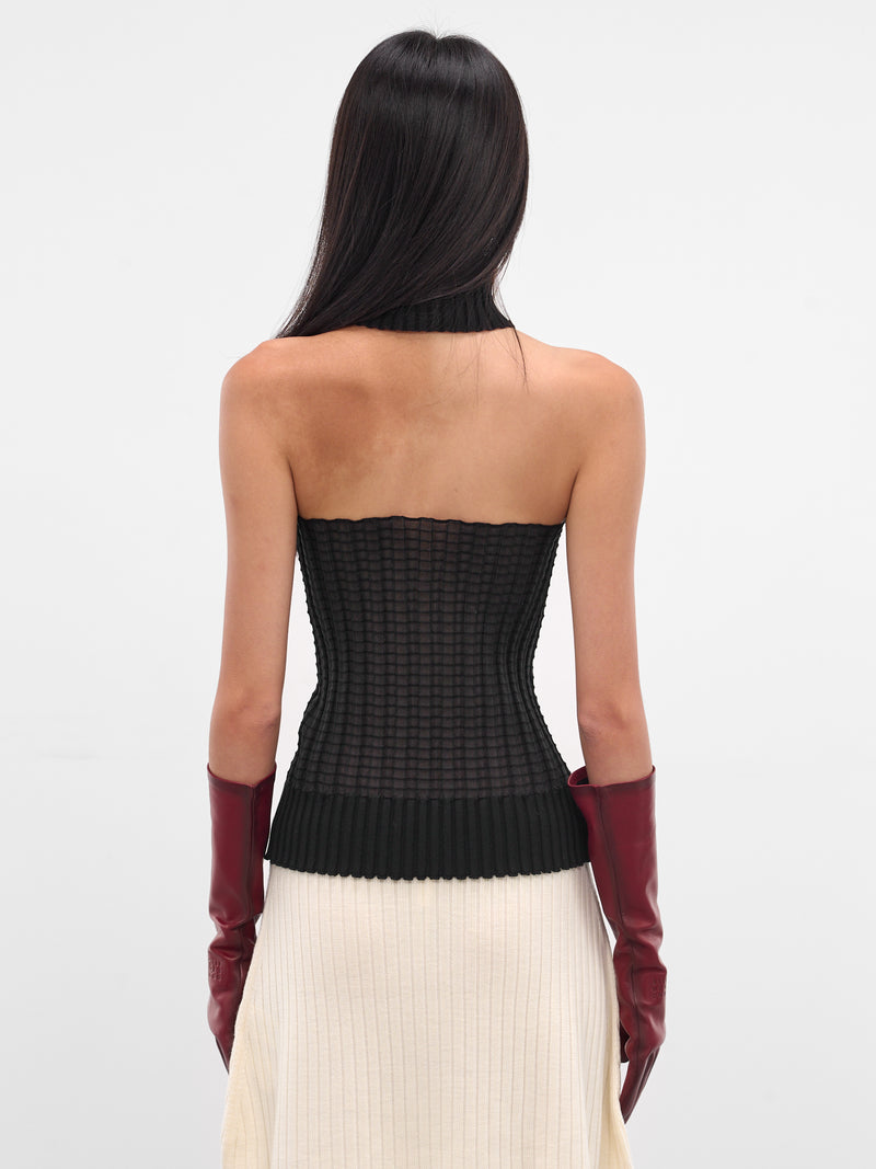 Red Glazed Lambskin Mid-Length Gloves (S62TS0080-M07014-248-RED)