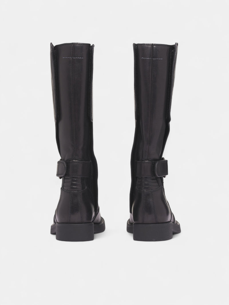 Black Leather Engineer Boots (S66WW0100-P7431-T8013-BLACK)