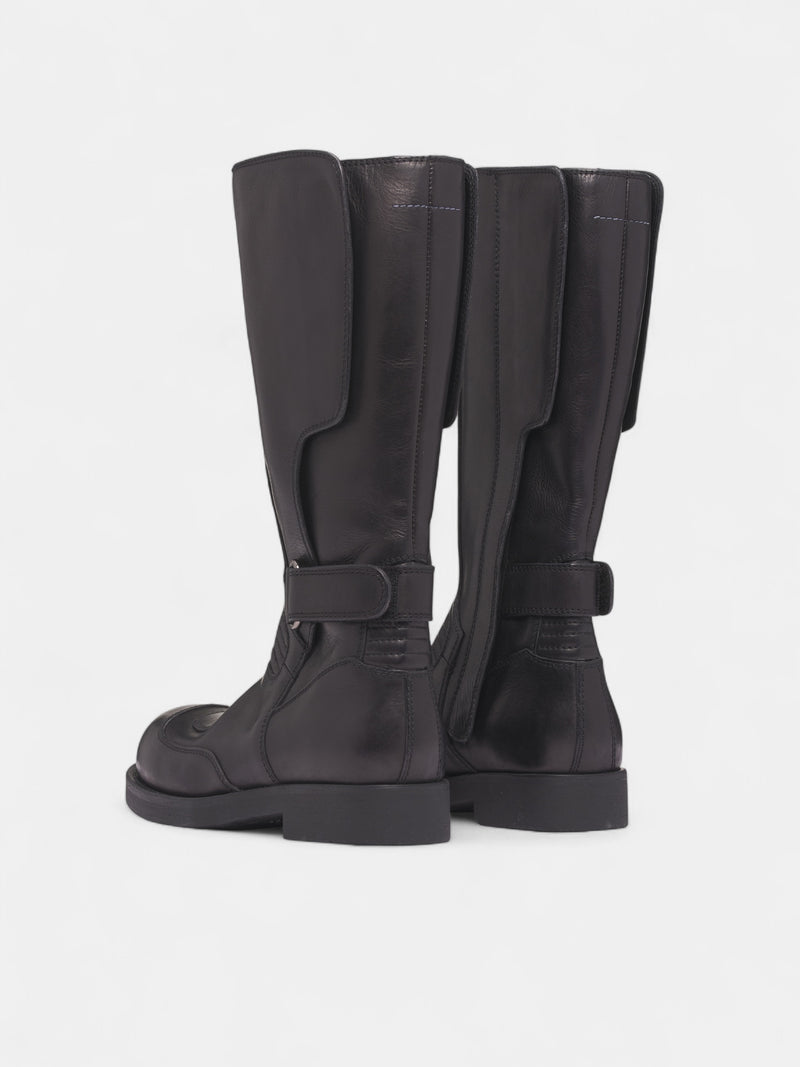 Black Leather Engineer Boots (S66WW0100-P7431-T8013-BLACK)