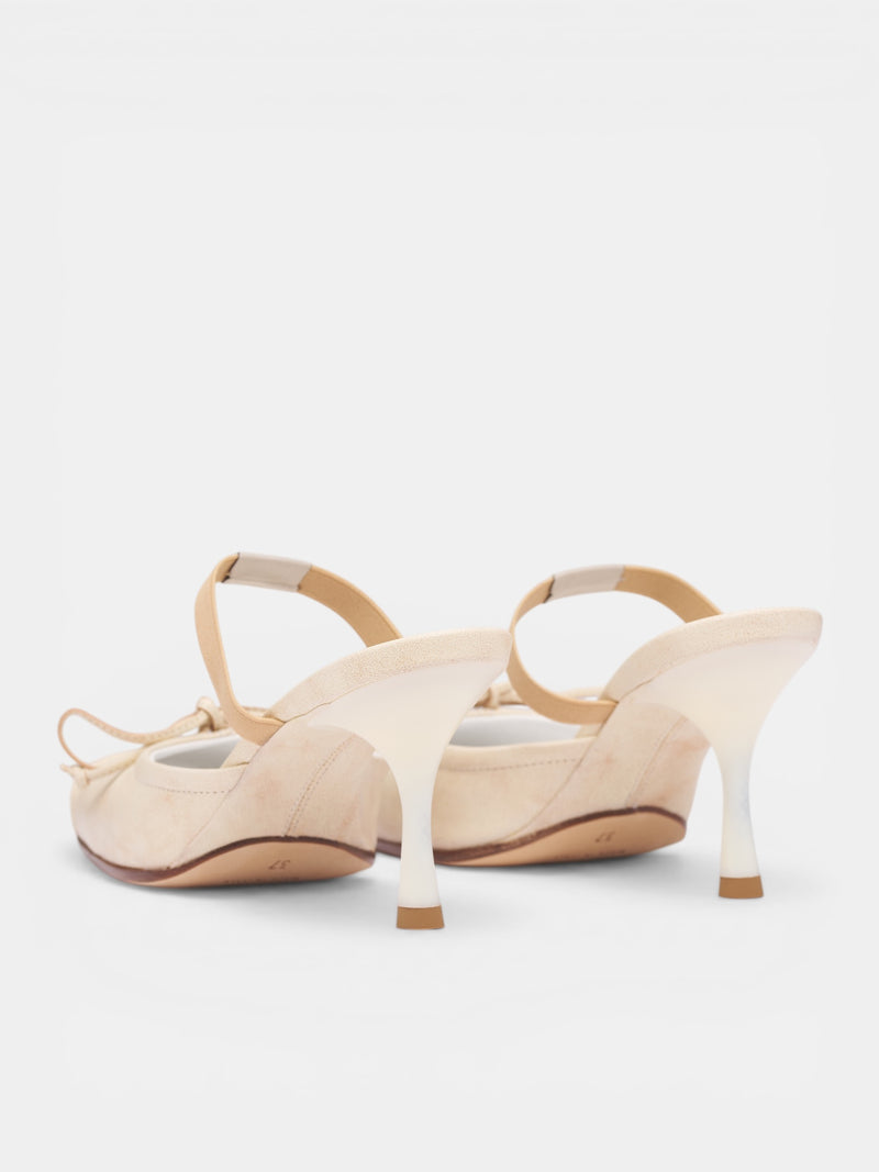 White Leather Ballet Heeled Mules (S66WX0075-P7706-RUTABAGA-BROWN)