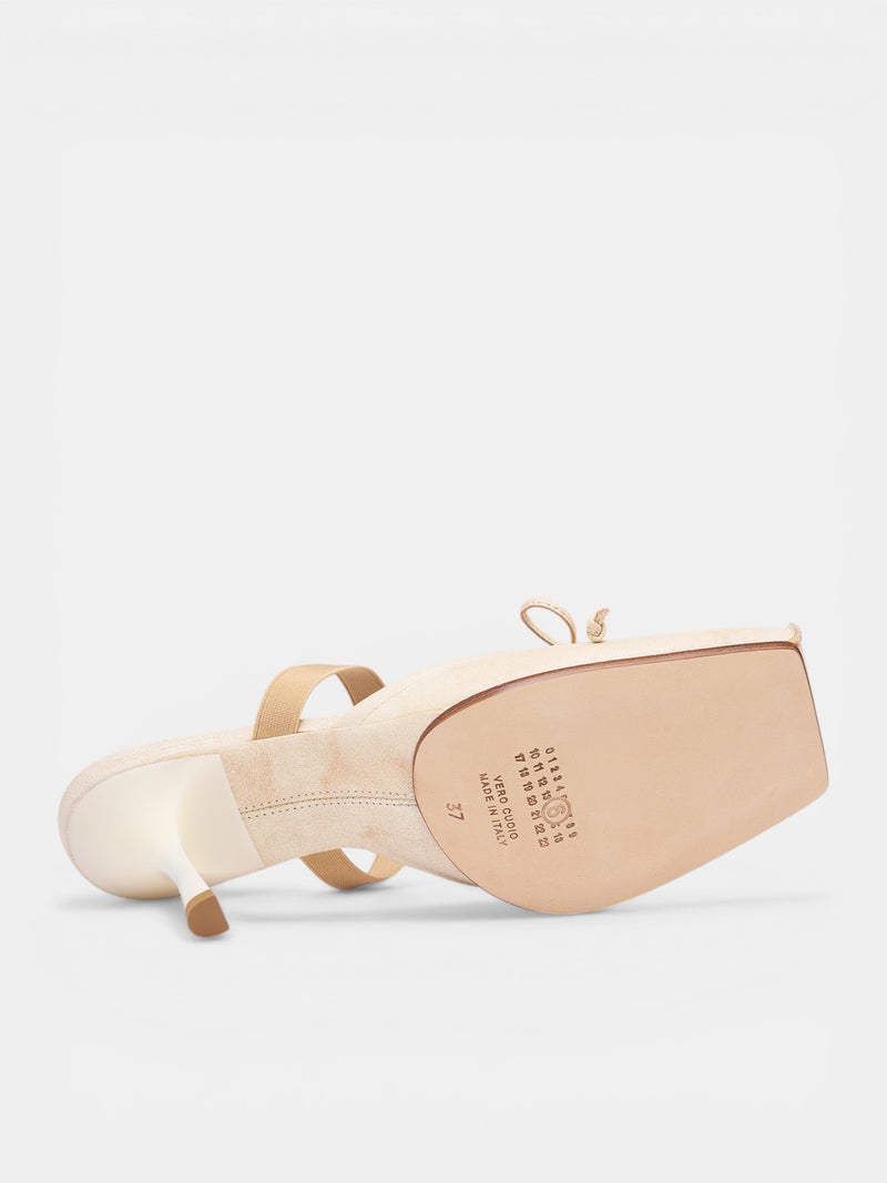 White Leather Ballet Heeled Mules (S66WX0075-P7706-RUTABAGA-BROWN)