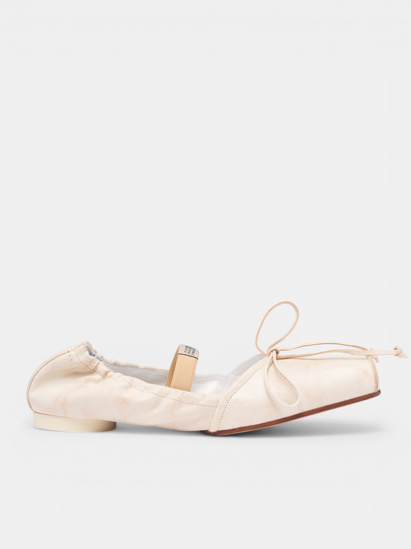 White Square Toe Ballet Flats (S66WZ0037-P7706-RUTABAGA-BROWN)