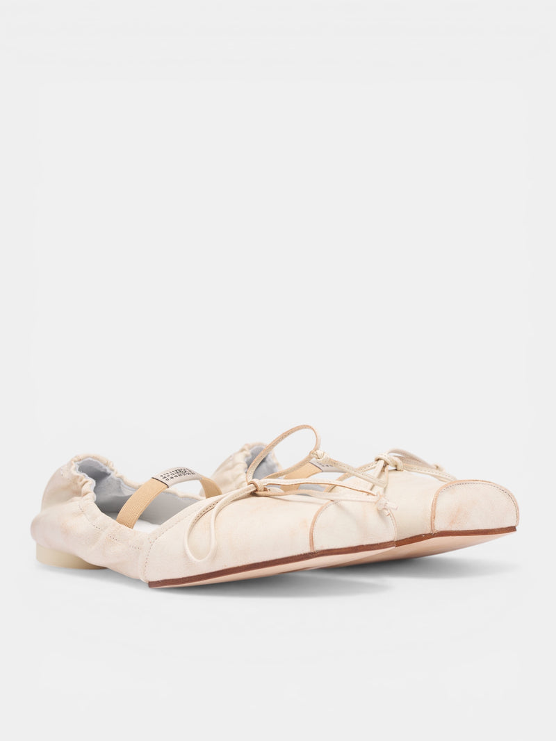 White Square Toe Ballet Flats (S66WZ0037-P7706-RUTABAGA-BROWN)