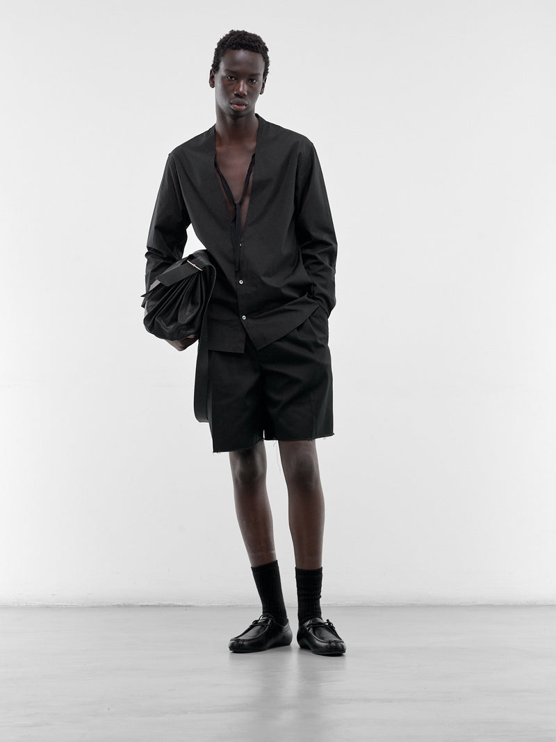 Black V-Neck Tied Shirt (S67DT0031-S43001-900-BLACK)
