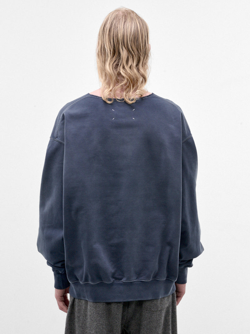 Blue Cotton V-Neck Sweatshirt (S67GU0040-S25520-505-BLUE)