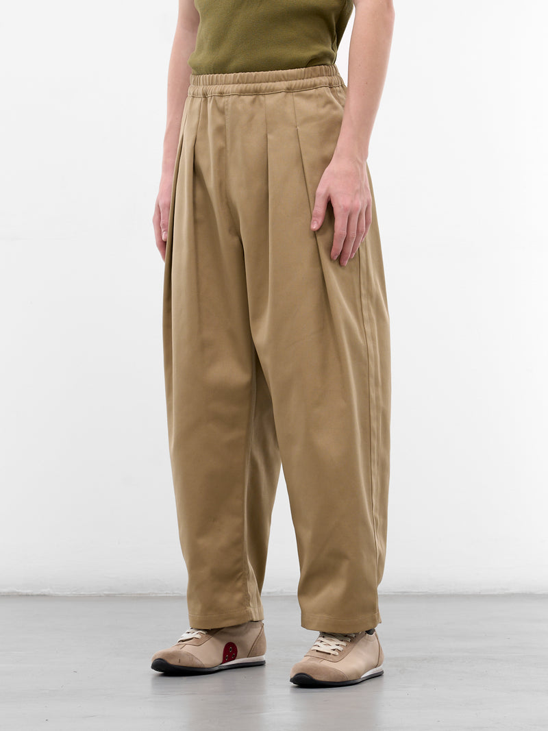 Beige Pleated Elastic Trousers (S67KA0091-S54042-BEIGE)