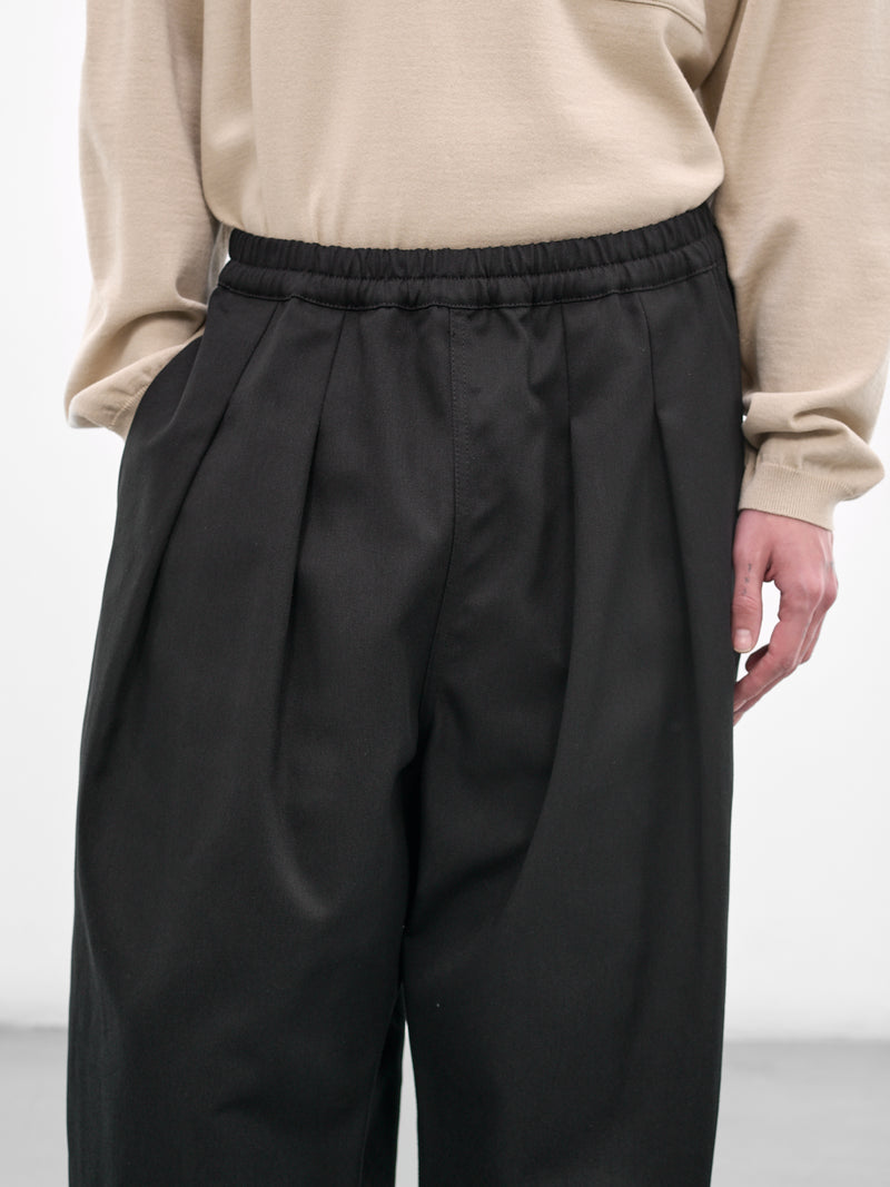 Black Pleated Elasticated Baggy Trousers (S67KA0091-S54042-900-BLACK)