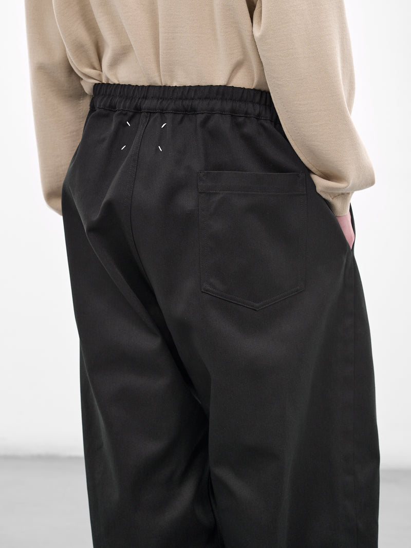 Black Pleated Elasticated Baggy Trousers (S67KA0091-S54042-900-BLACK)