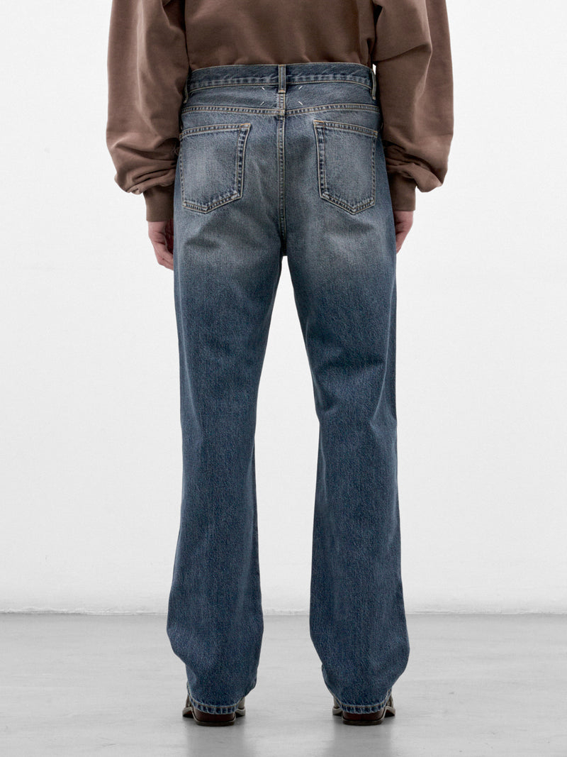 Blue Denim Tapestry Paneled Jeans (S67LA0054-M30066-NEW-DENIM-BLU)