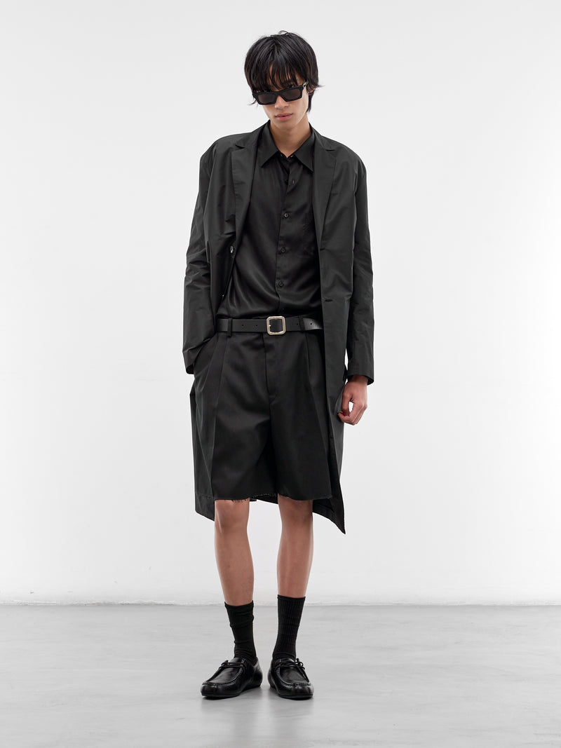 Black Asymmetric Gathered Coat (J21AA0207-J70221-001-BLACK)