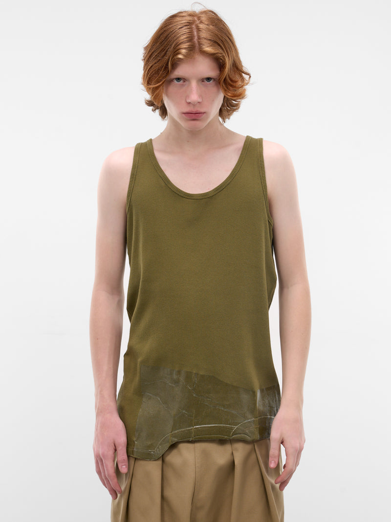 Green Rib-Knit Tape Overlay Tank (S67NL0031-M20202-GREEN)