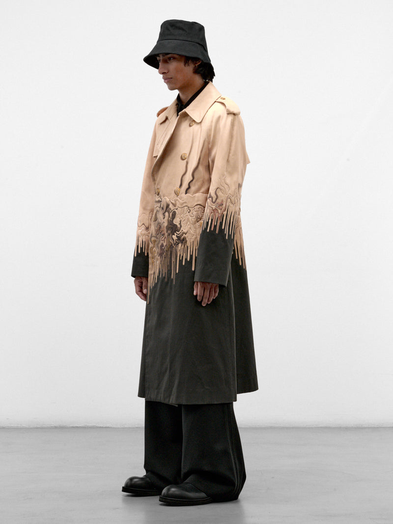 Beige Surreal Print Trench Coat (S70IMP0126-BEIGE)