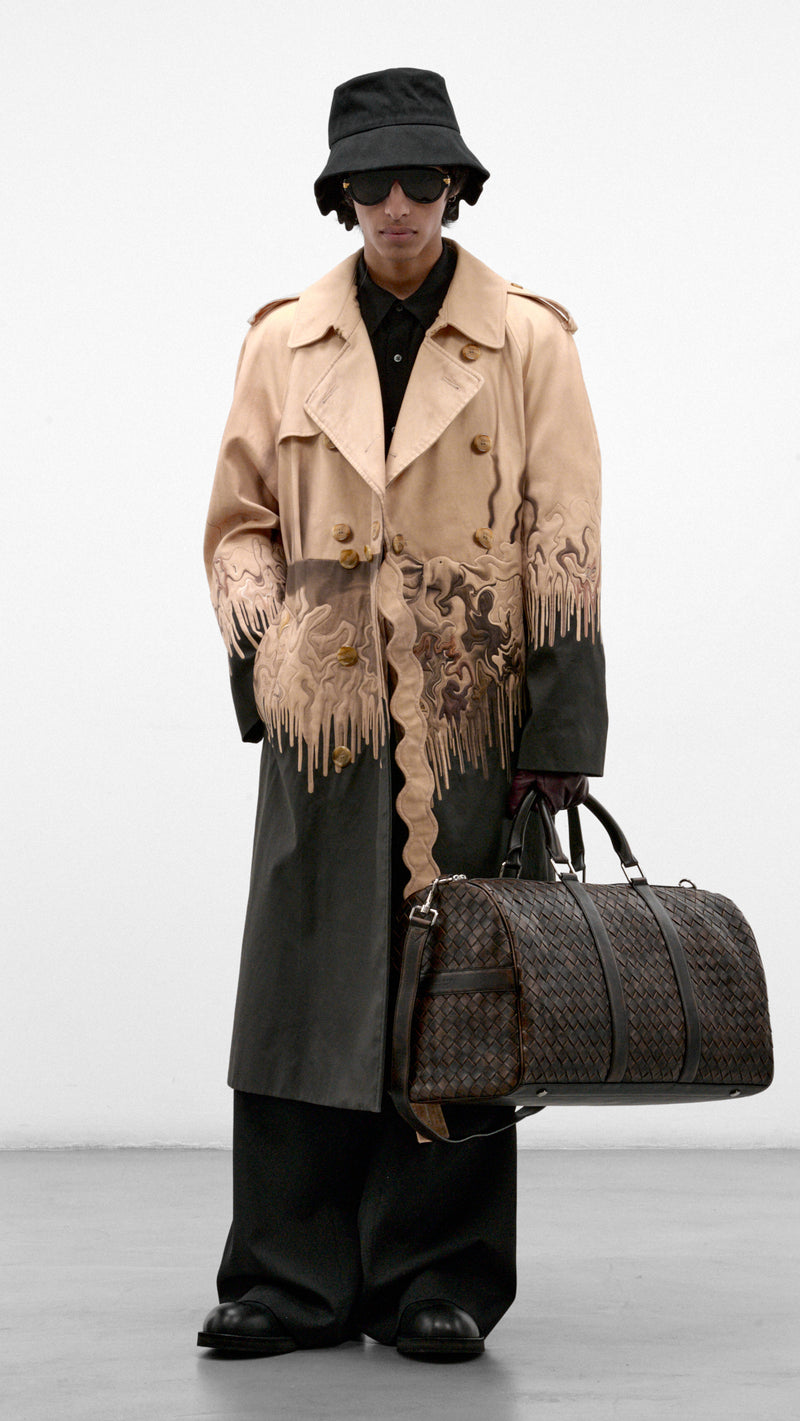 Brown Intrecciato Woven Duffle Bag (A005JHV71Z0-1415-BLACK-BROWN)
