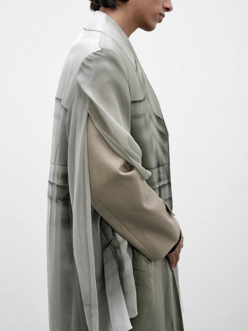 Gray Silk Layered Trench Coat (S70IMP0326-GRAY)