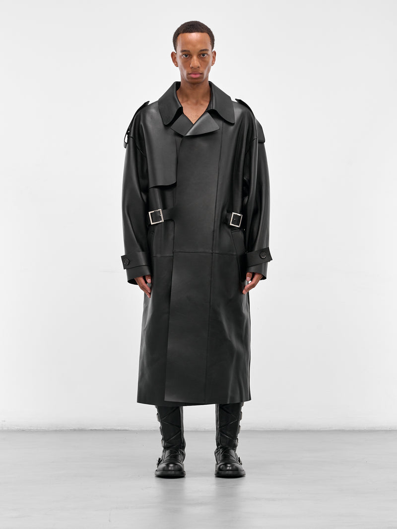 Black Sheep Leather Trench Coat (S71AA0469-SY1345-BLACK)