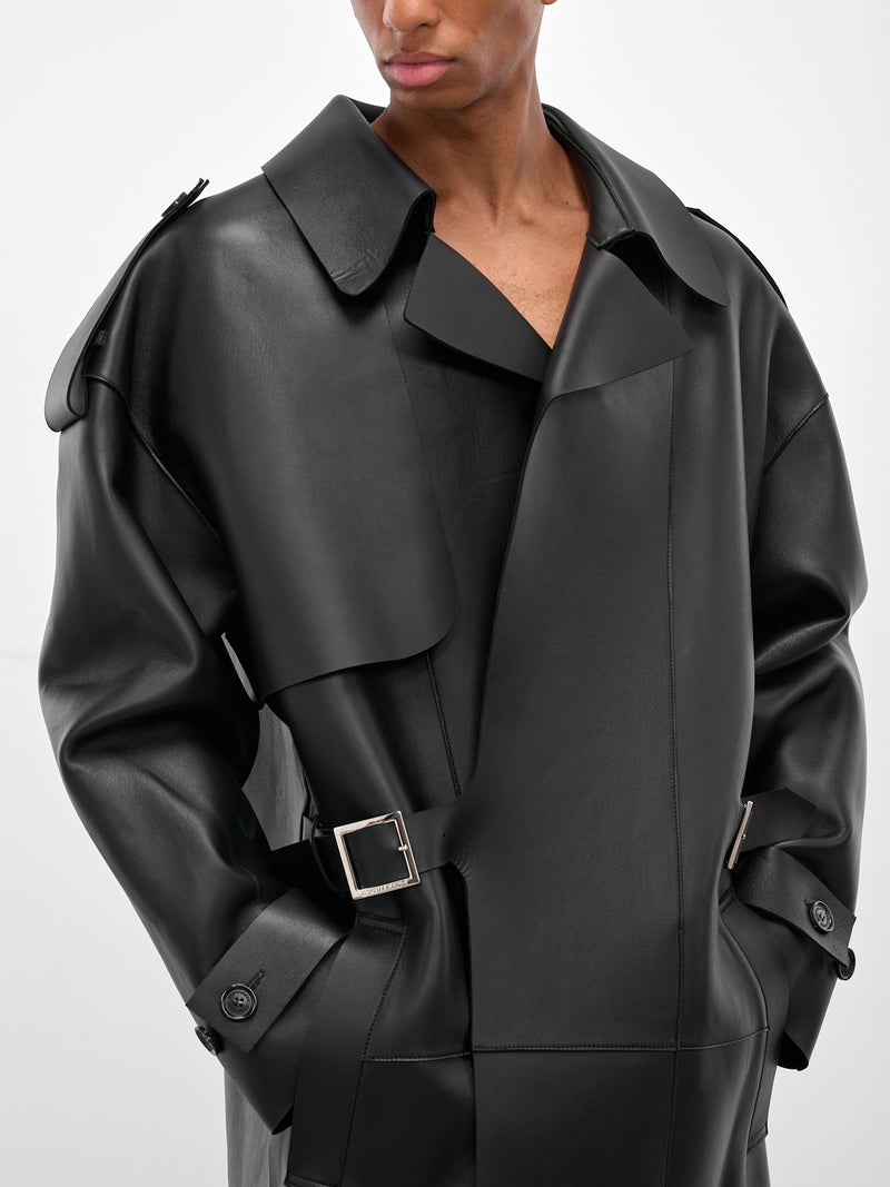 Black Sheep Leather Trench Coat (S71AA0469-SY1345-BLACK)