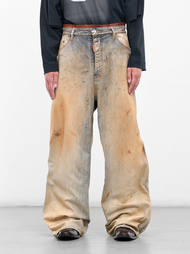 Distressed Dirty Baggy Denim Jeans (S71LB1660-D30011-470-DENIM)