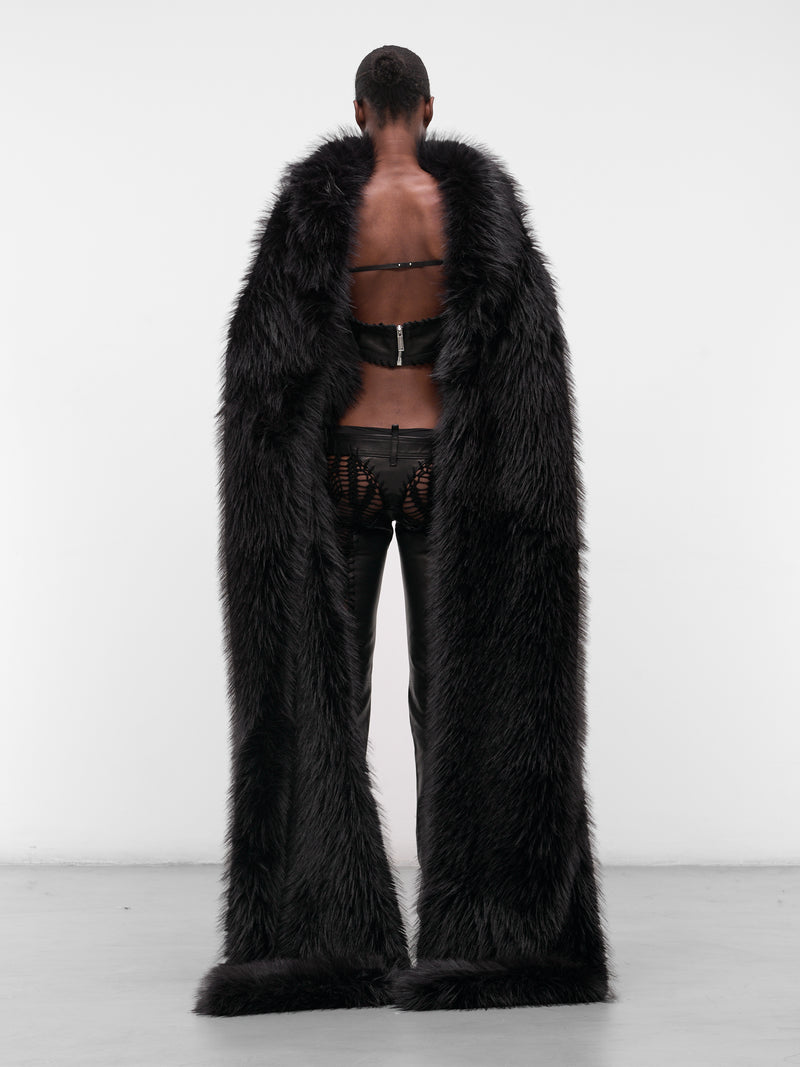 Black Drama Draped Fur Top (S72AM1111-D35384-BLACK)