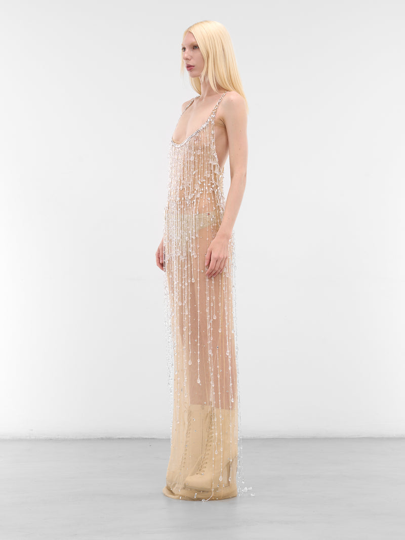 Beige Rhinestone Beaded Long Dress (S72CV0699-D35157-961-BEIGE)