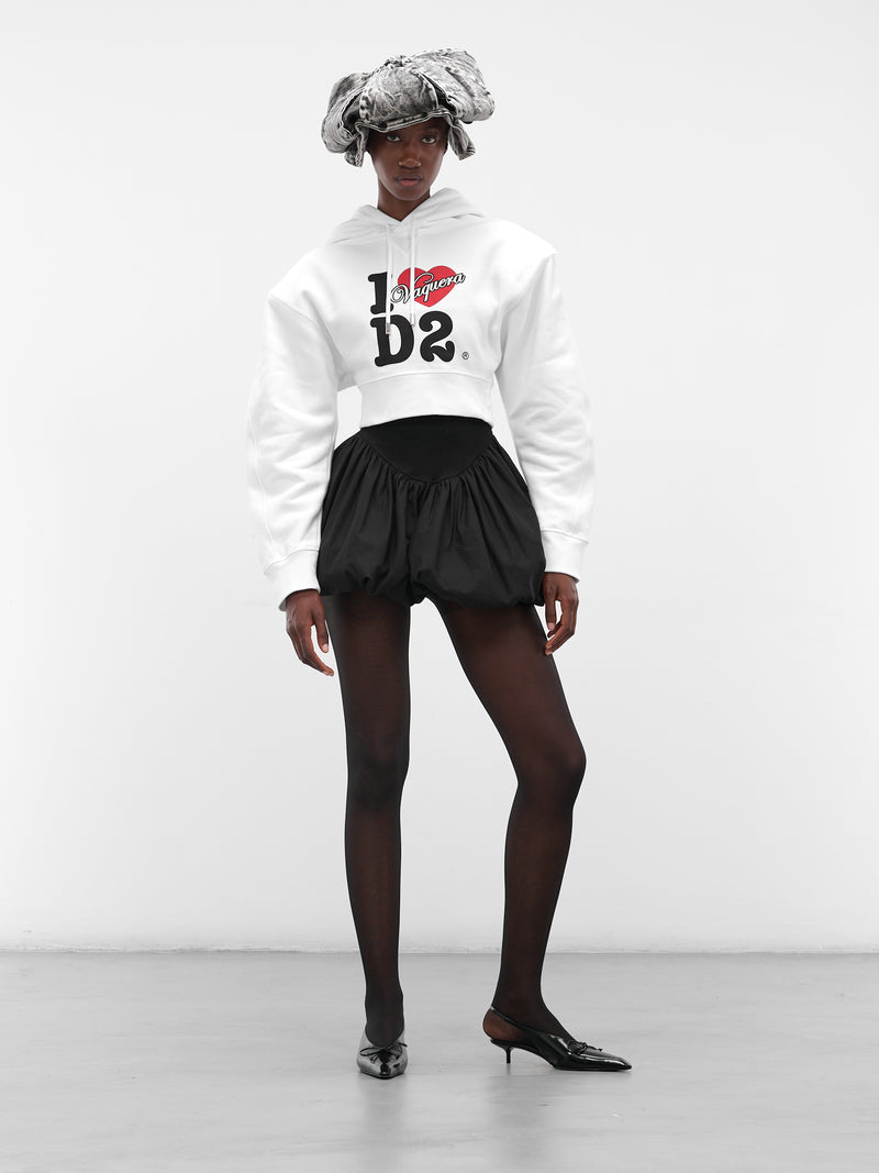 Vaquera Oversized Crop Graphic Hoodie (S72GU0501-S25516-WHITE)