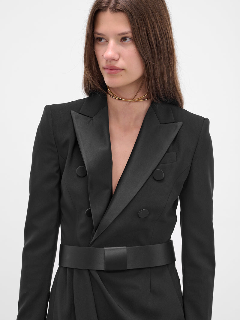 Black Tailored Tuxedo Mini Dress (S75CV0935-S60581-900-BLACK)