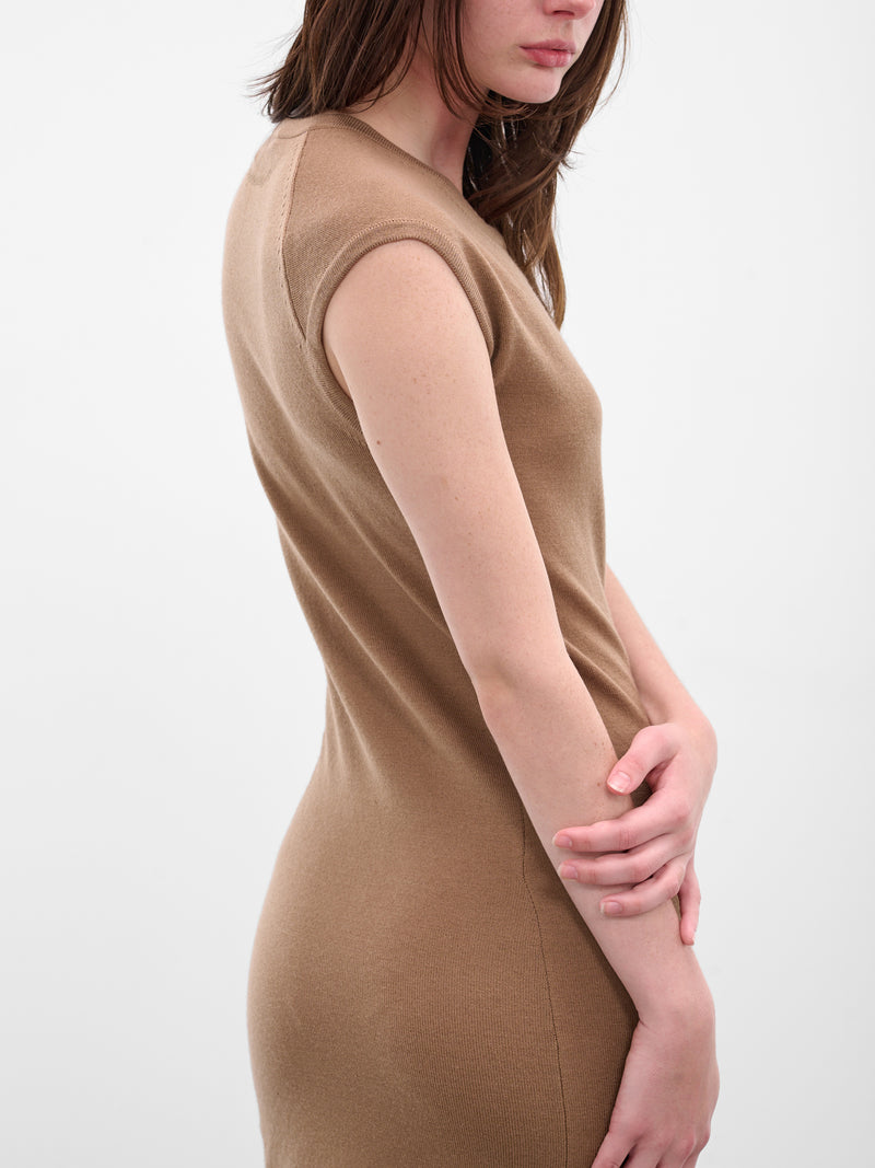 Brown Seamless Wool Mini Dress (S75CV0947-D13141-122-BROWN)