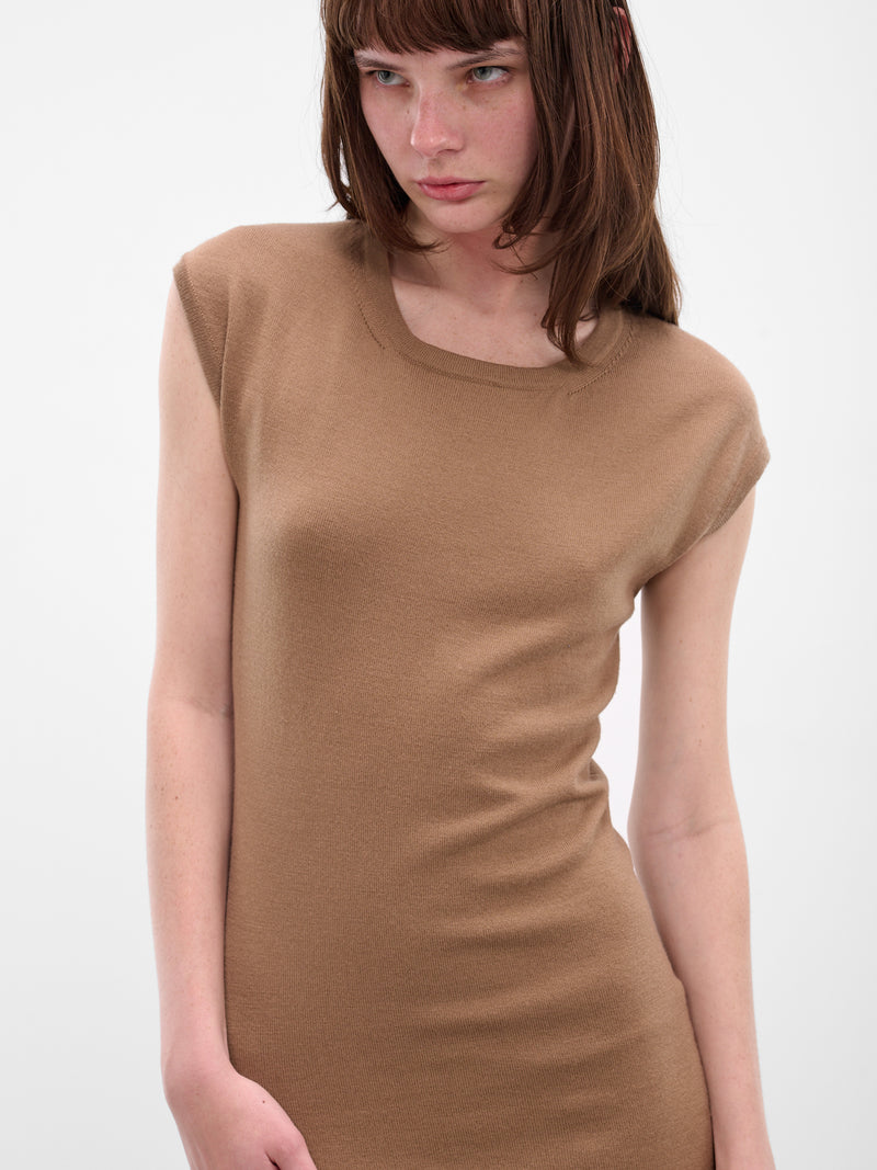 Brown Seamless Wool Mini Dress (S75CV0947-D13141-122-BROWN)