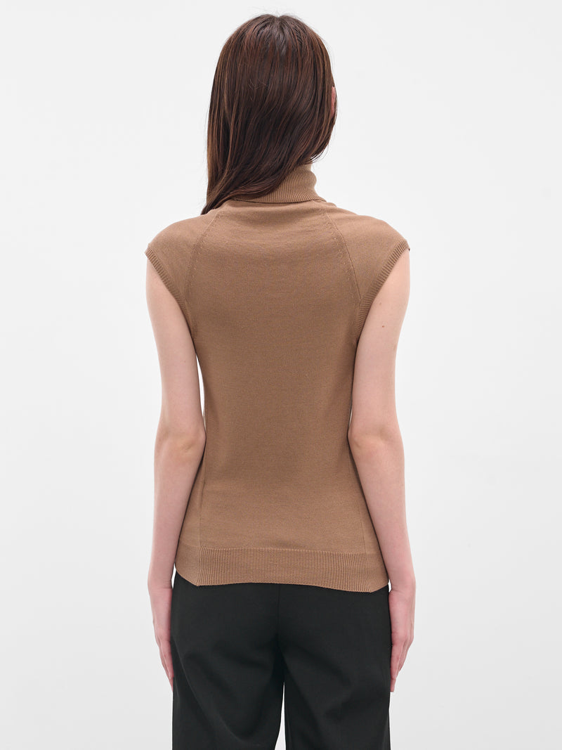 Brown Wool Knit Turtleneck Top (S75HA1376-D13141-122-BROWN)