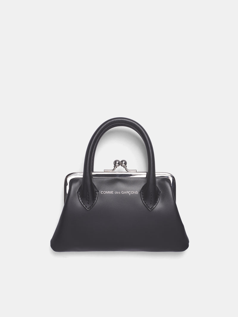 Black Leather Kiss-Clasp Wallet (SA0301CH-BLACK)