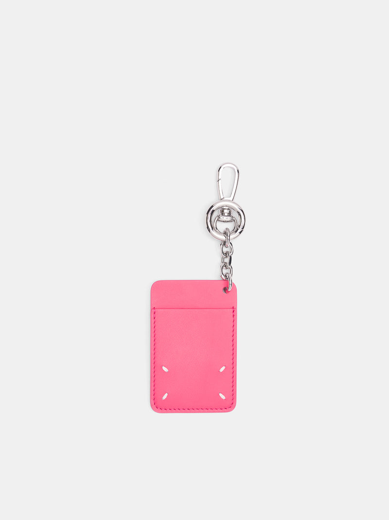 Pink Leather Cardholder Keychain (SA1VL0053-P8835-T4048-DARK-PIN)