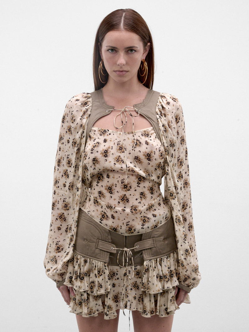 Beige Floral Viscose Blouse (SABB0FLO-SABLE-FLORAL)