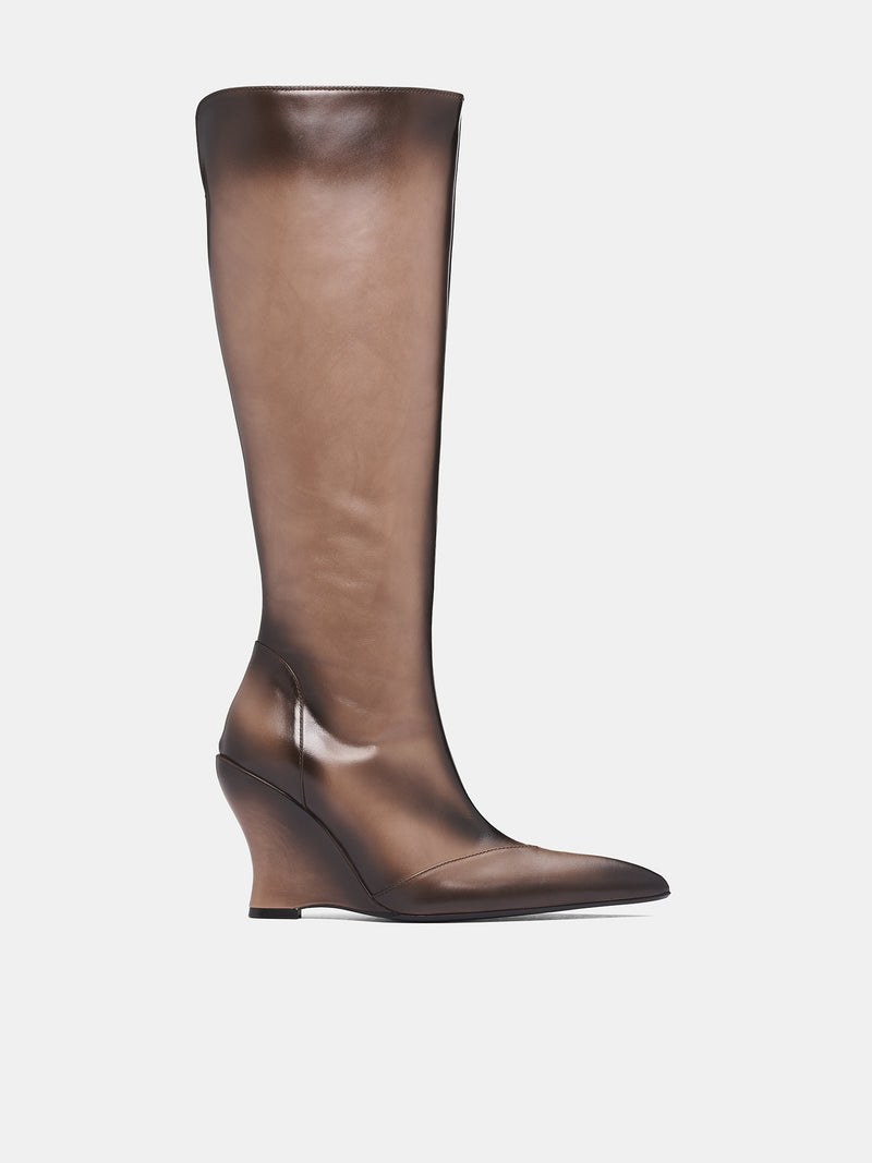 Beige Calf-High Leather Sabaton Boots (SABBO0GR-GREY)