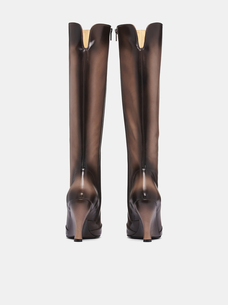 Beige Calf-High Leather Sabaton Boots (SABBO0GR-GREY)