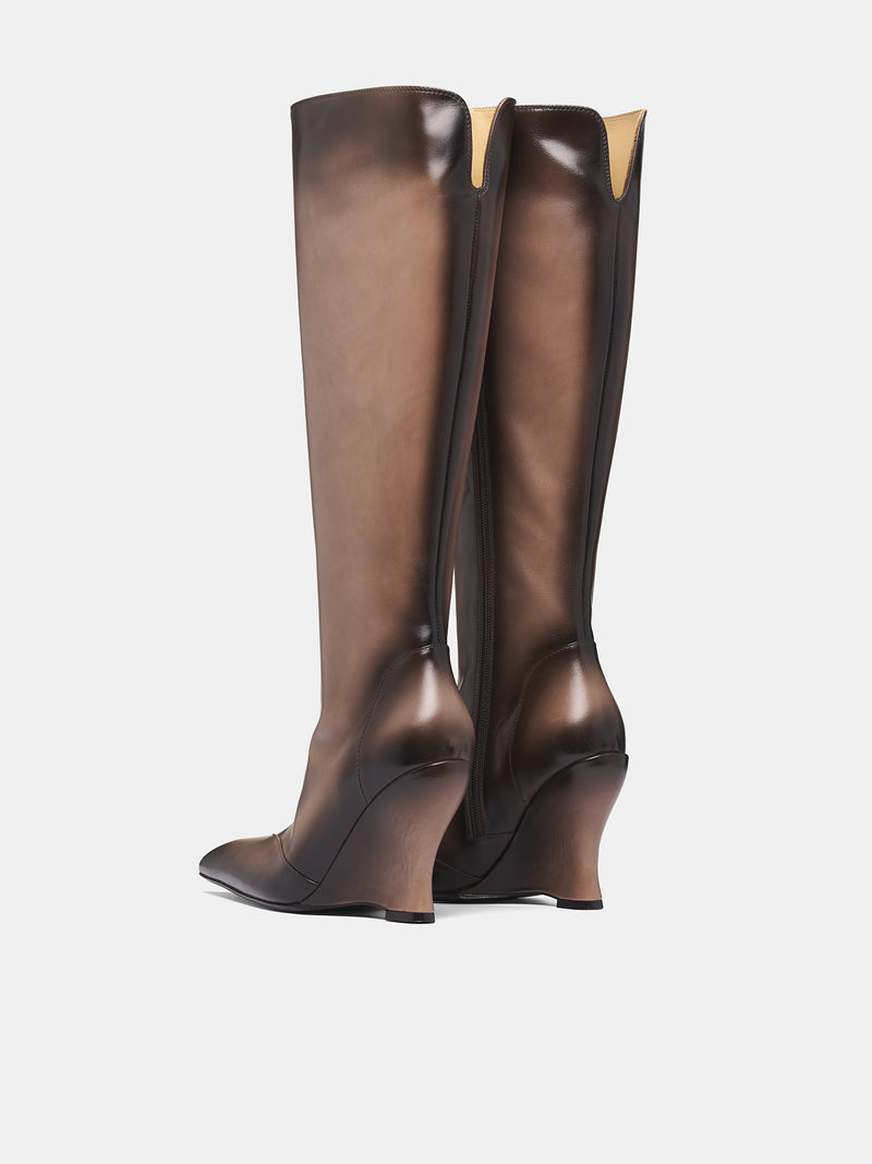 Beige Calf-High Leather Sabaton Boots (SABBO0GR-GREY)