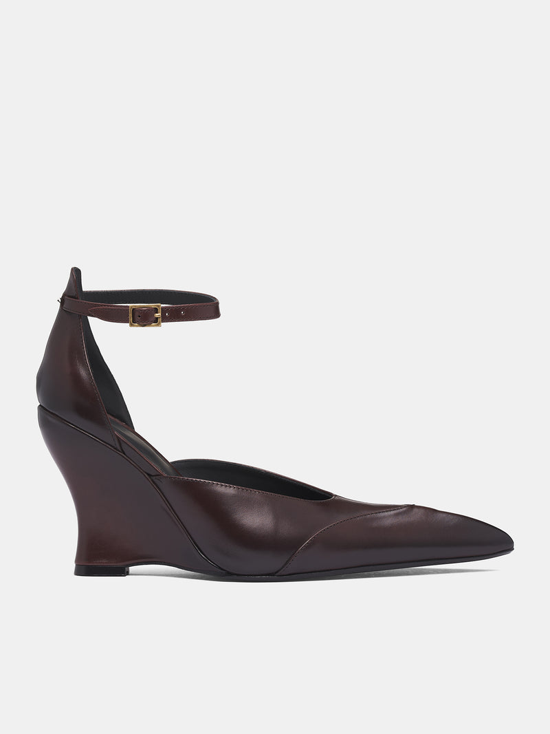 Brown Sabaton Leather Wedge Mules (SABMU0ES-ESPRESSO)