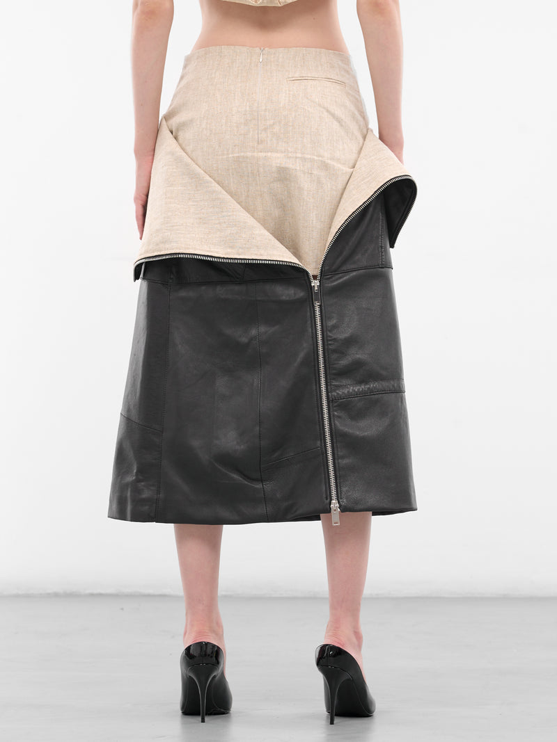 Salvadore Black Layered Leather Skirt (SALVADORE-BLACK)