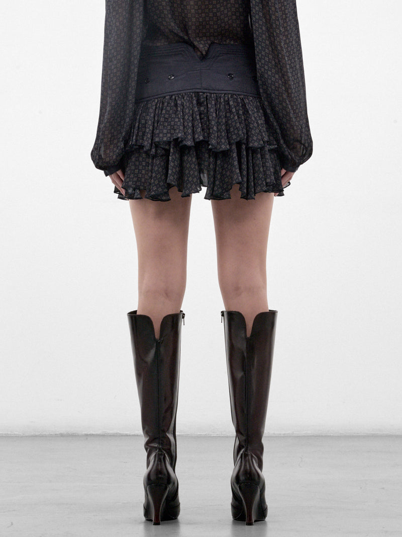 Navy Scarf Print Mini Skirt (SAMS0SCA-SABLE-MINI-SCARF)
