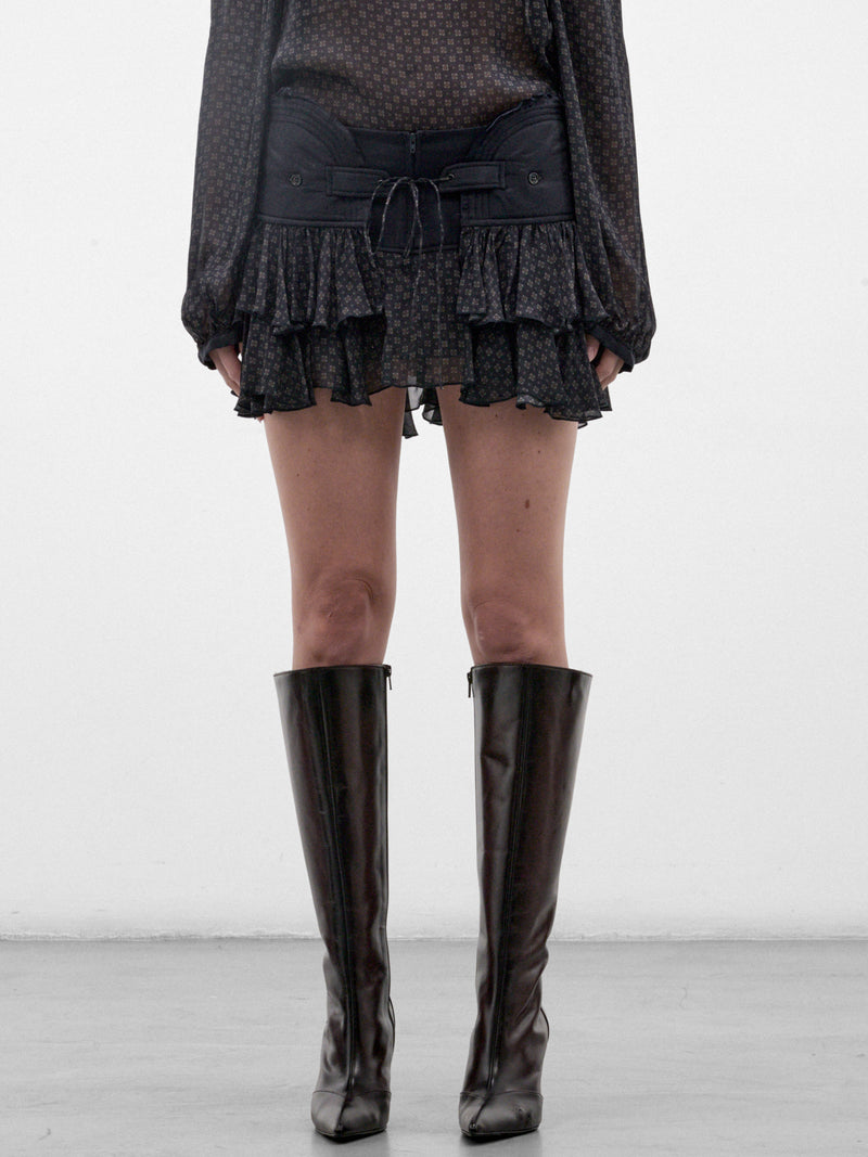 Navy Scarf Print Mini Skirt (SAMS0SCA-SABLE-MINI-SCARF)