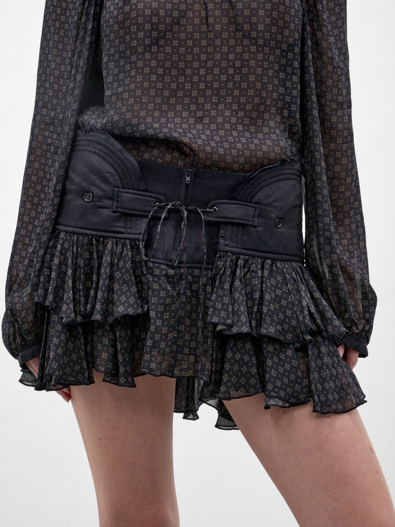 Navy Scarf Print Mini Skirt (SAMS0SCA-SABLE-MINI-SCARF)