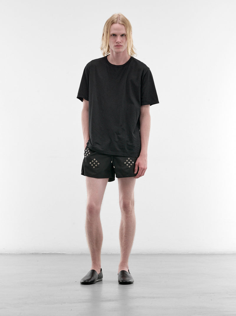 Black Eyelet Swim Shorts (SB003-M-PA0001-BLACK)