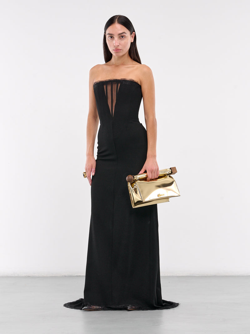 Lace Trim Silk Gown (SBHL067-MULTI)