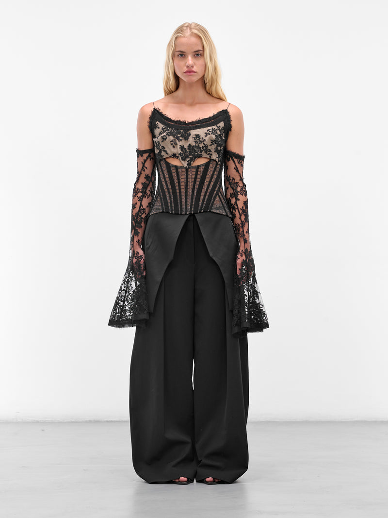 SALIH BALTA Lace Sleeved Corset | H.Lorenzo - front