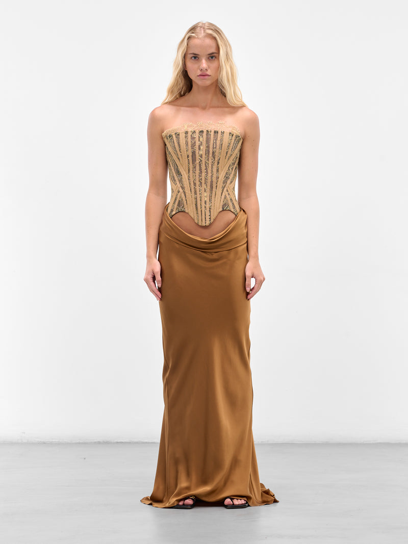 SALIH BALTA Corset Draped Gown | H.Lorenzo - front
