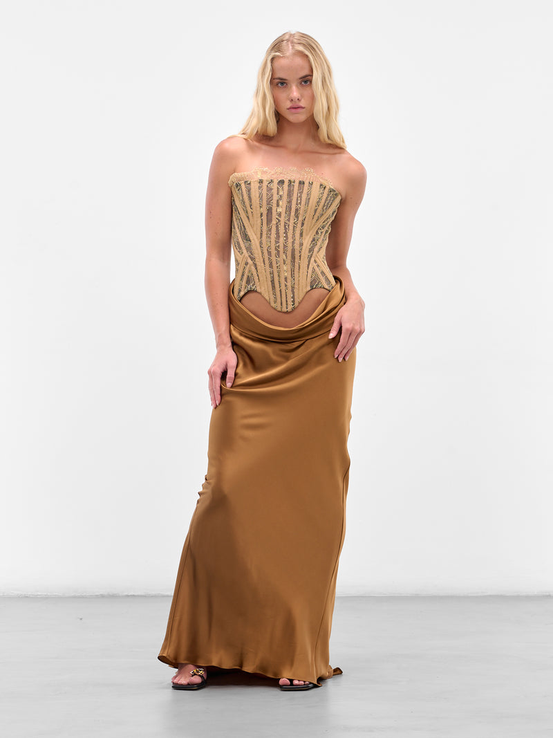 SALIH BALTA Corset Draped Gown | H.Lorenzo - styled