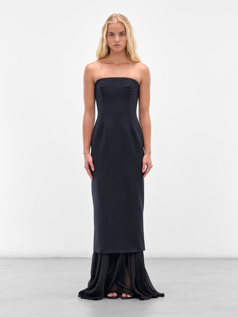 SALIH BALTA Pinstripe Long Gown | H.Lorenzo - front