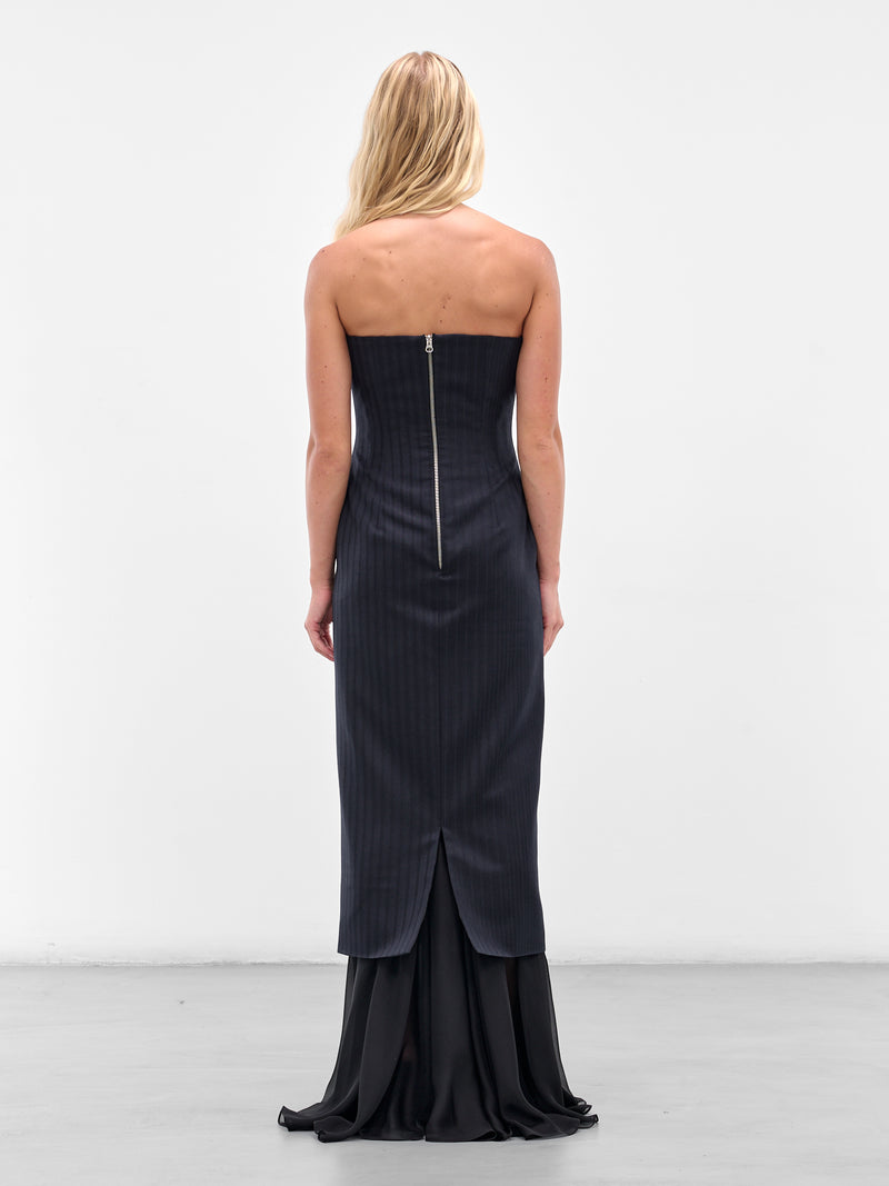 SALIH BALTA Pinstripe Long Gown | H.Lorenzo - back