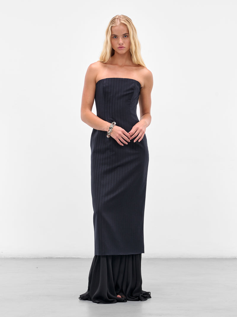 SALIH BALTA Pinstripe Long Gown | H.Lorenzo - styled