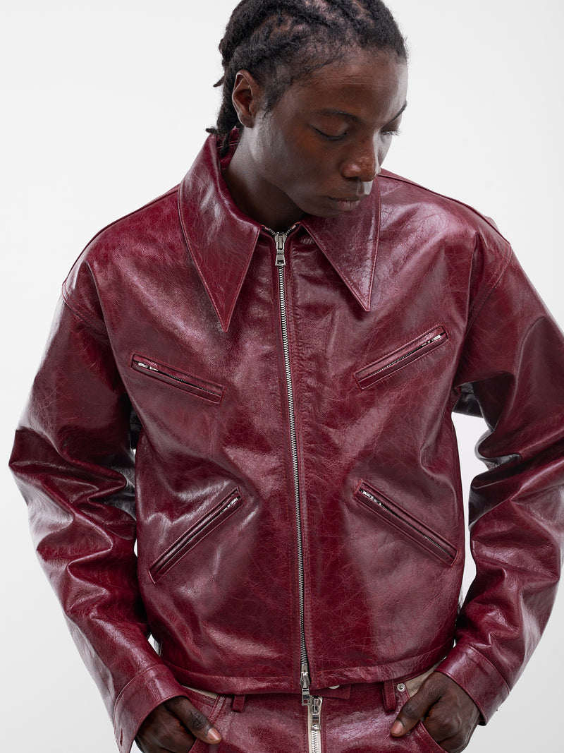 Burgundy Leather X Zip Jacket (SEK-JKT01-BURGUNDY-SS26)