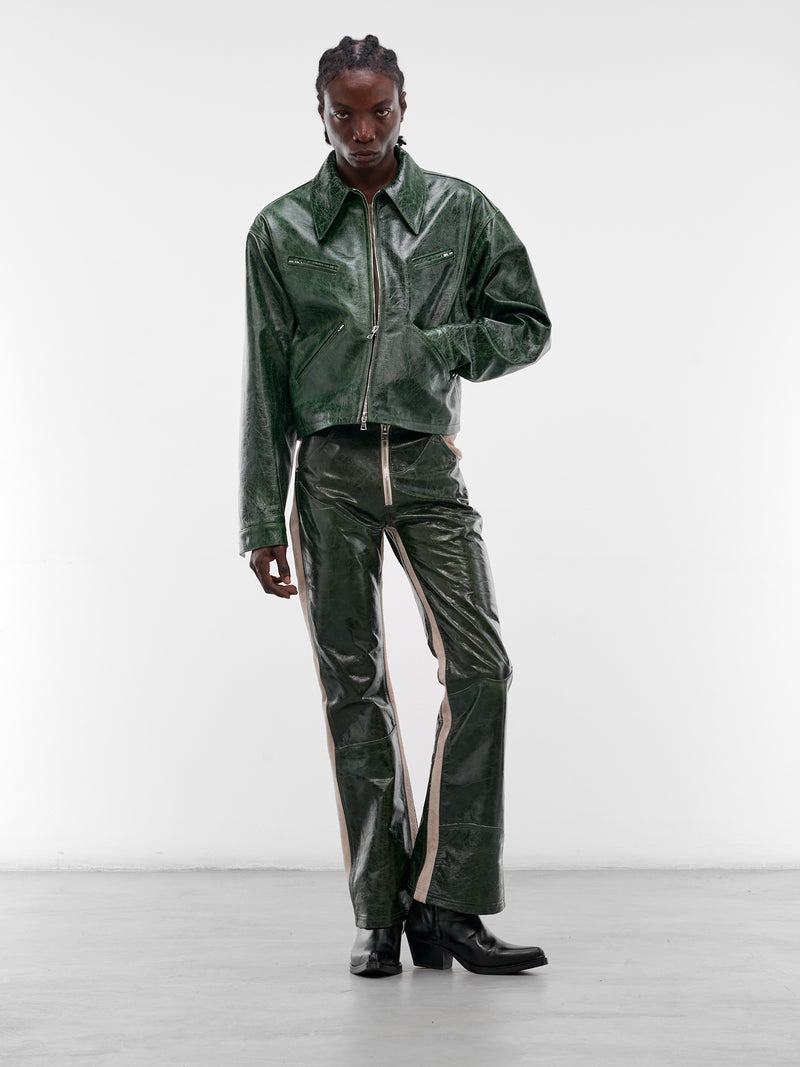 Green Leather X Zip Jacket (SEK-JKT01-GREEN-SS26)